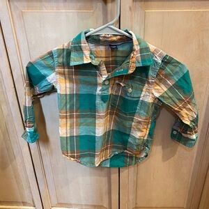 GAP Teal, Yellow & White Plaid Kids Button-Down Shirt